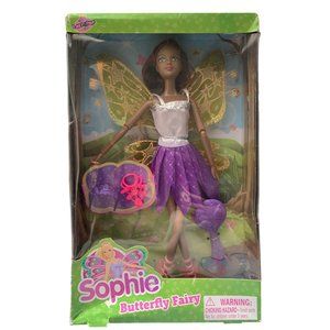 Sophie Butterfly Fairy Gray/Purple Dress Gold Wings Brush & Crown New READ